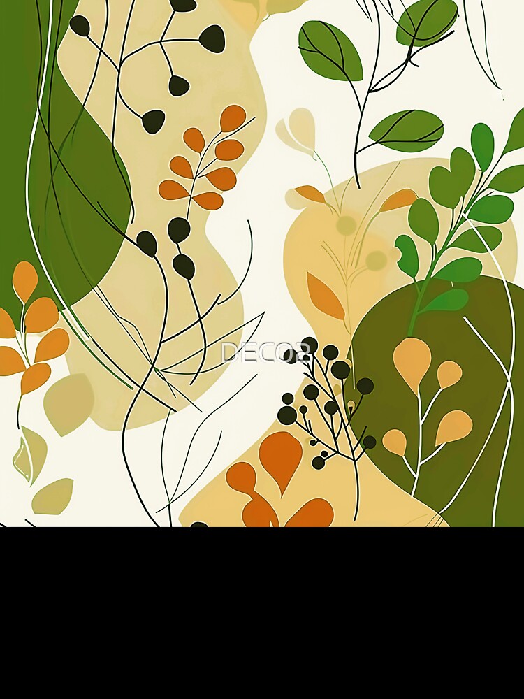 Boho Abstract Leaves Art In Green And Earthtones by DEC02