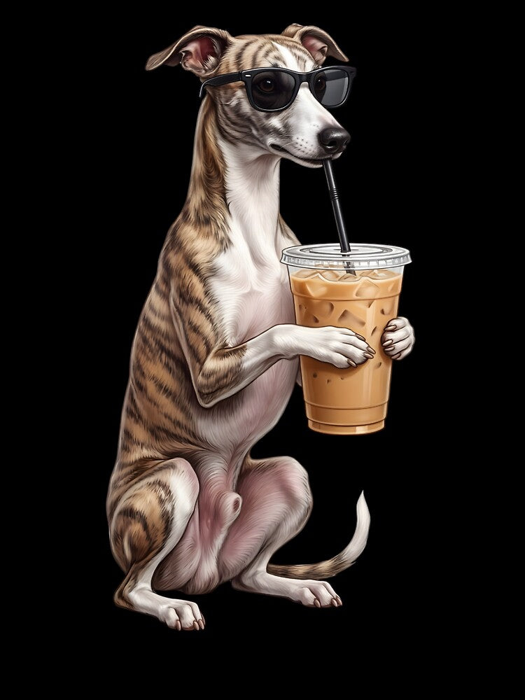 Funny Whippet Drinking Iced Coffee Meme Dog Lover by TerryConnells