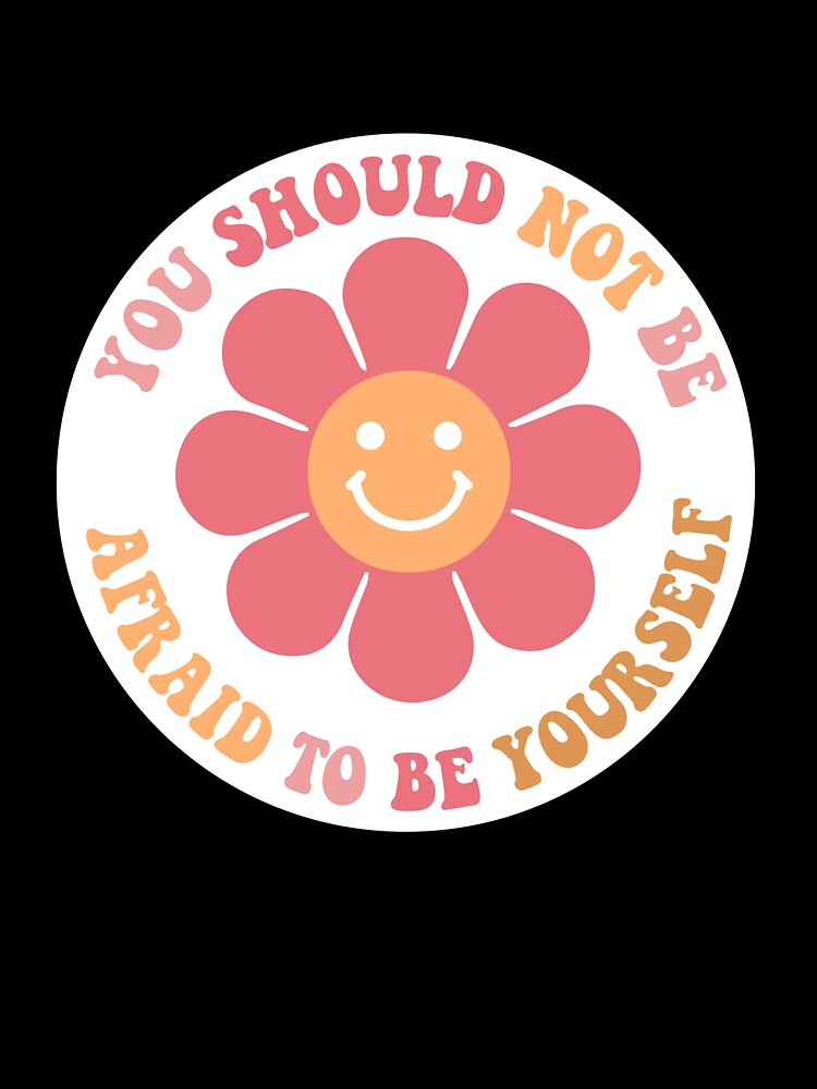 Floral Be Yourself Retro Groovy Colorful Block Letter Design by redbubbleart18