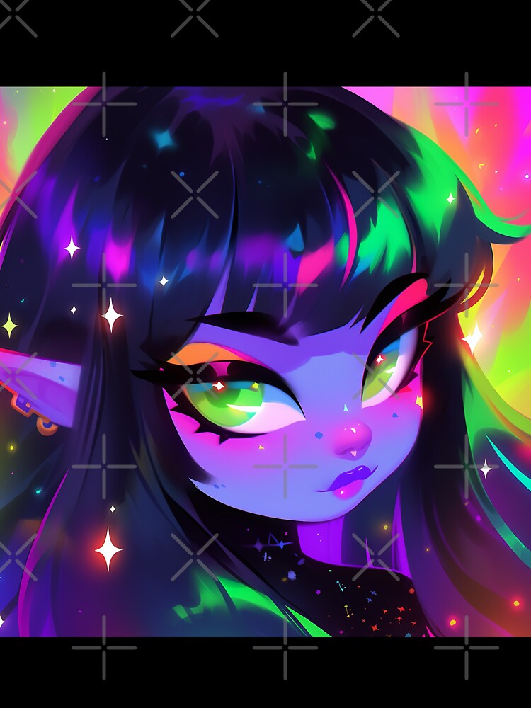 Kawaii Neon Elf Anime Girl by bubblegoth