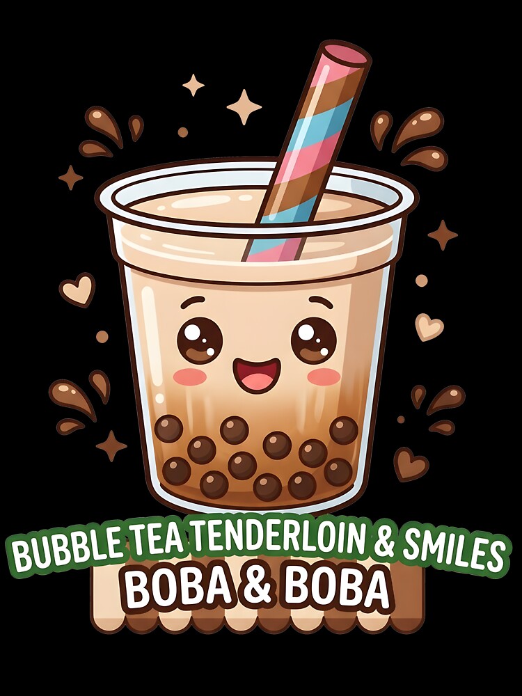 Kawaii Bubble Tea Mascot - Boba Tenderloin & Smiles Art by WalterAdd