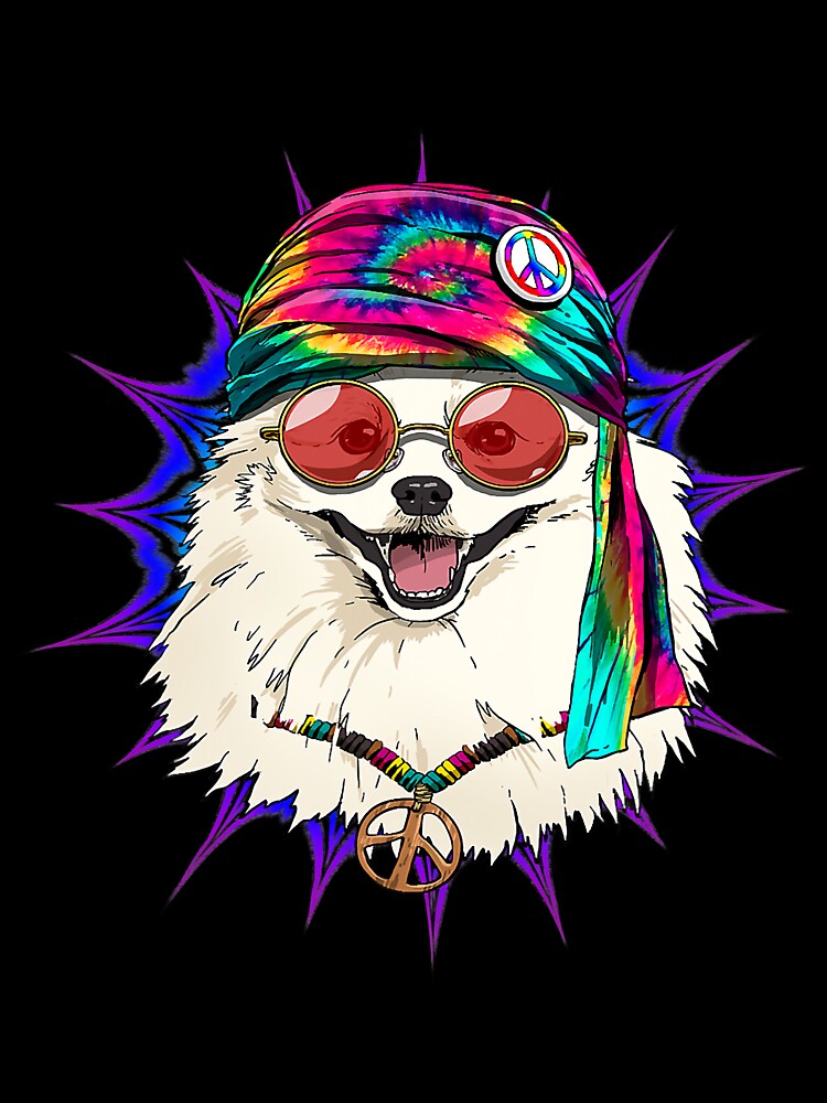 Tie Dye Hippie American Eskimo Hippiness Peace Love Dog 663 by AmelinKnowles