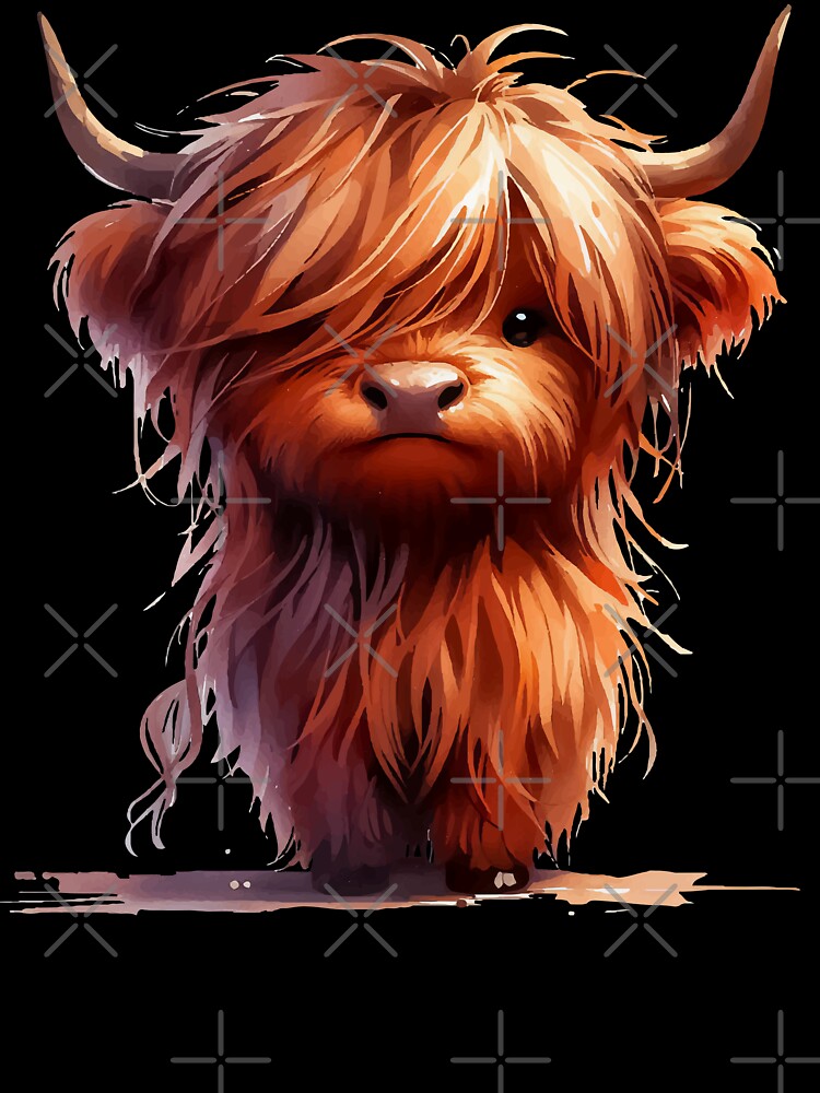 Watercolor Scottish Hairy Highland Cow by TomFrontierArt