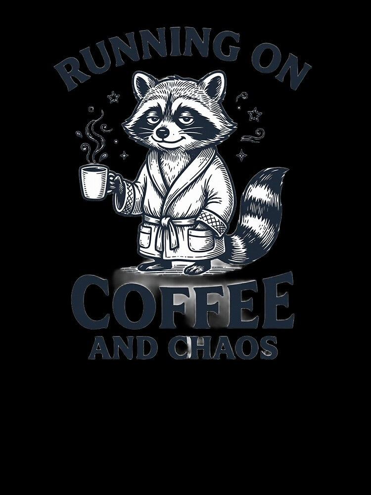 Running On Coffee And Chaos Tired Raccoon Vintage by JossDesign15