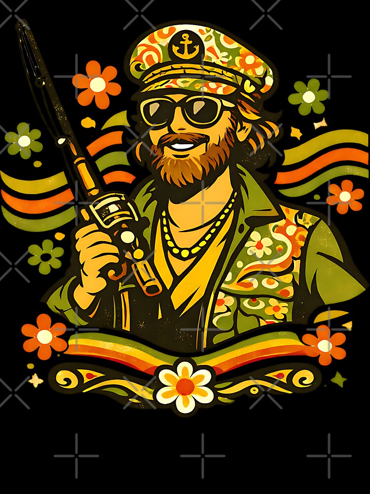 Groovy Captain Angler Retro Fishing Art by EimSol