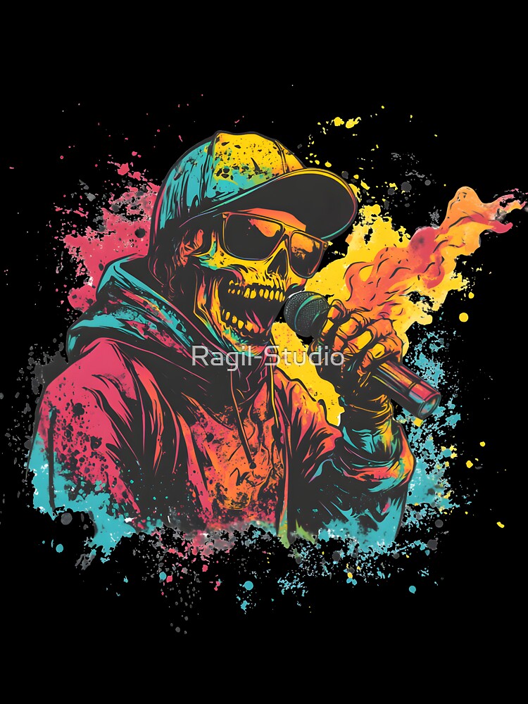 Skeleton Rapper – Dark Hip-Hop Graffiti by Ragil-Studio