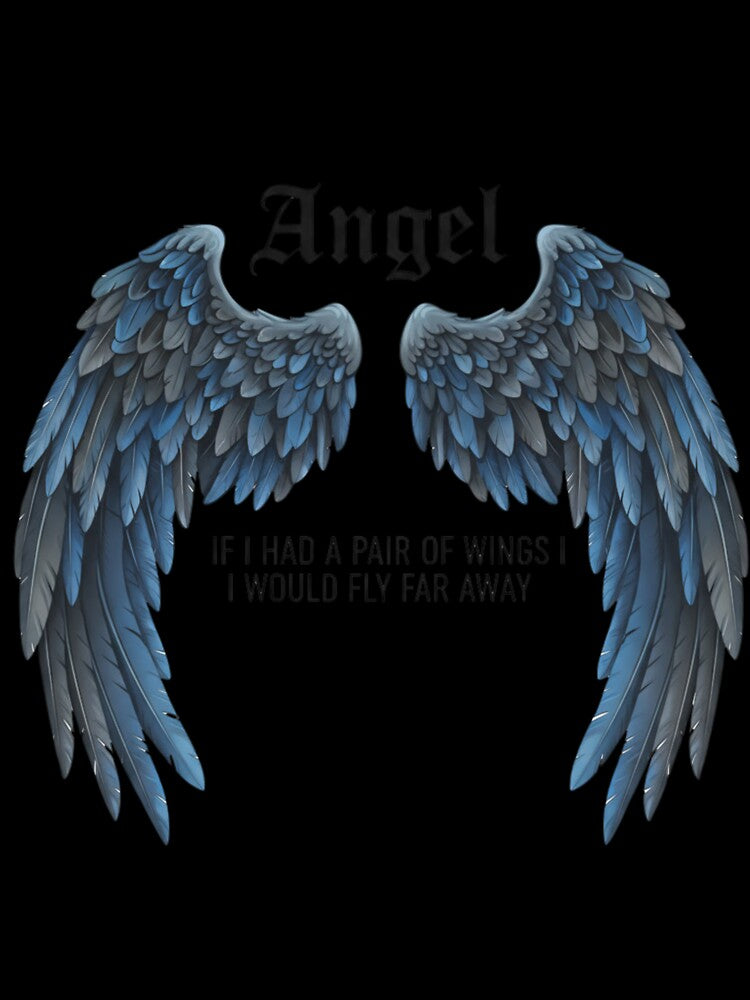 Angel Wings Aesthetic T-Shirt | Gothic Blue Feather Wings Quote Design by KBDesignLab