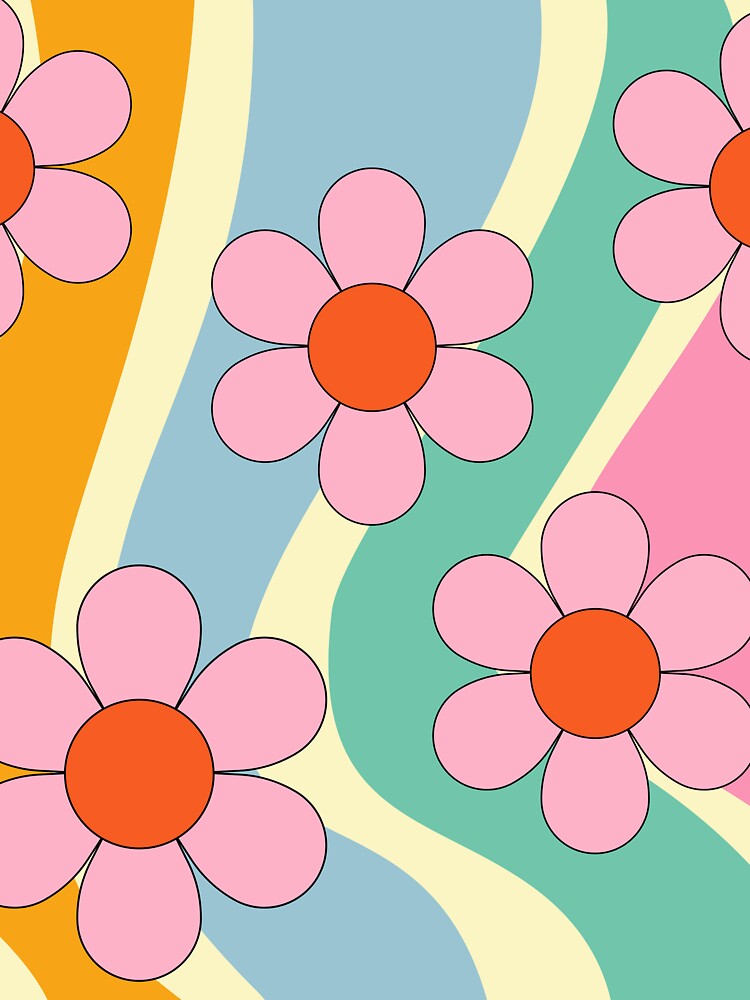 Retro flowers and wavy lines of colour by BritishDelights