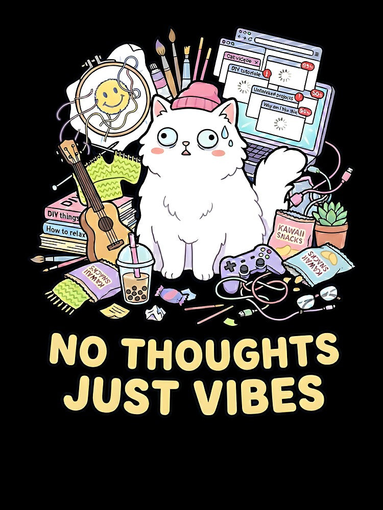 No Thoughts Just Vibes - ADHD Cat Meme by Wennity