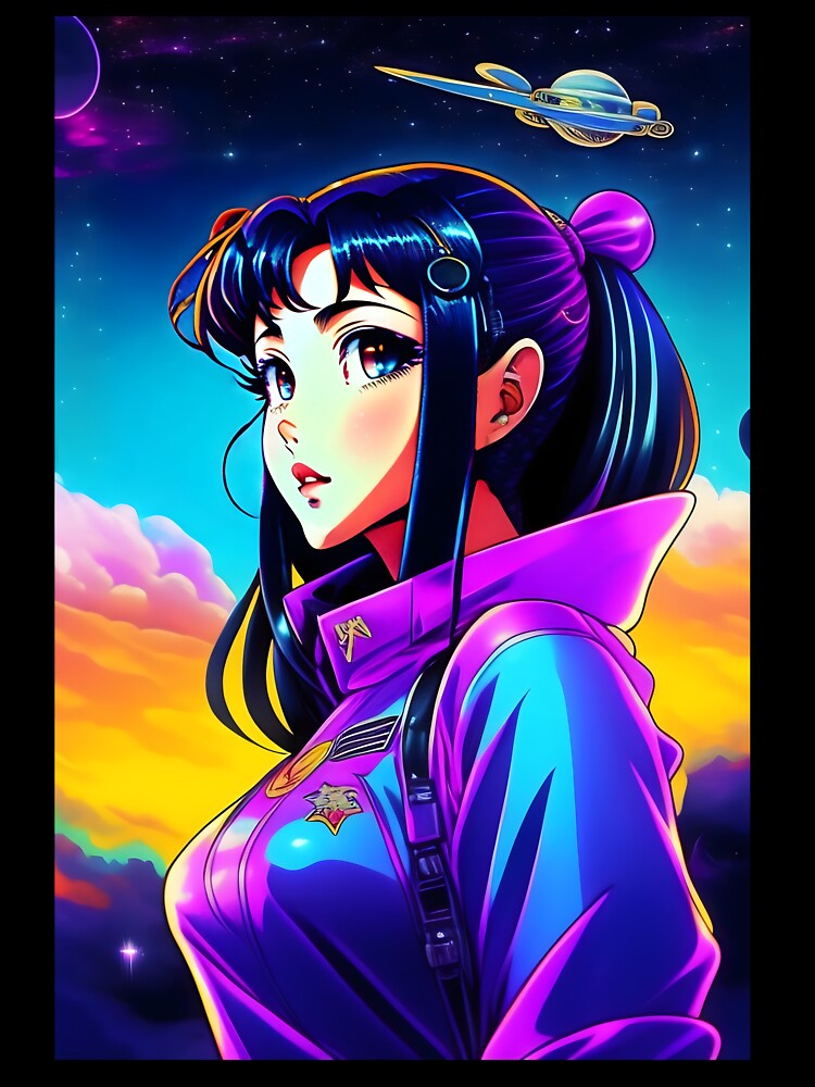 Vintage 90's Anime Girl Inspired Retro lofi Cyberpunk graphic by iluminal
