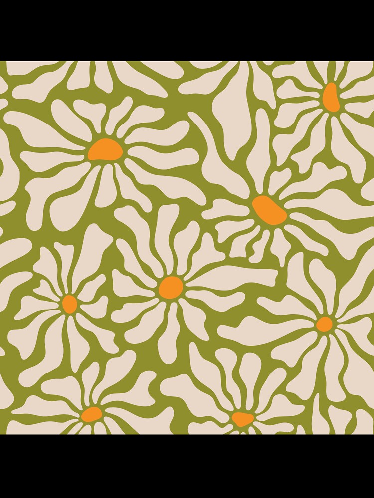 Light green bloom. Retro floral pattern by ReneMagritteArt