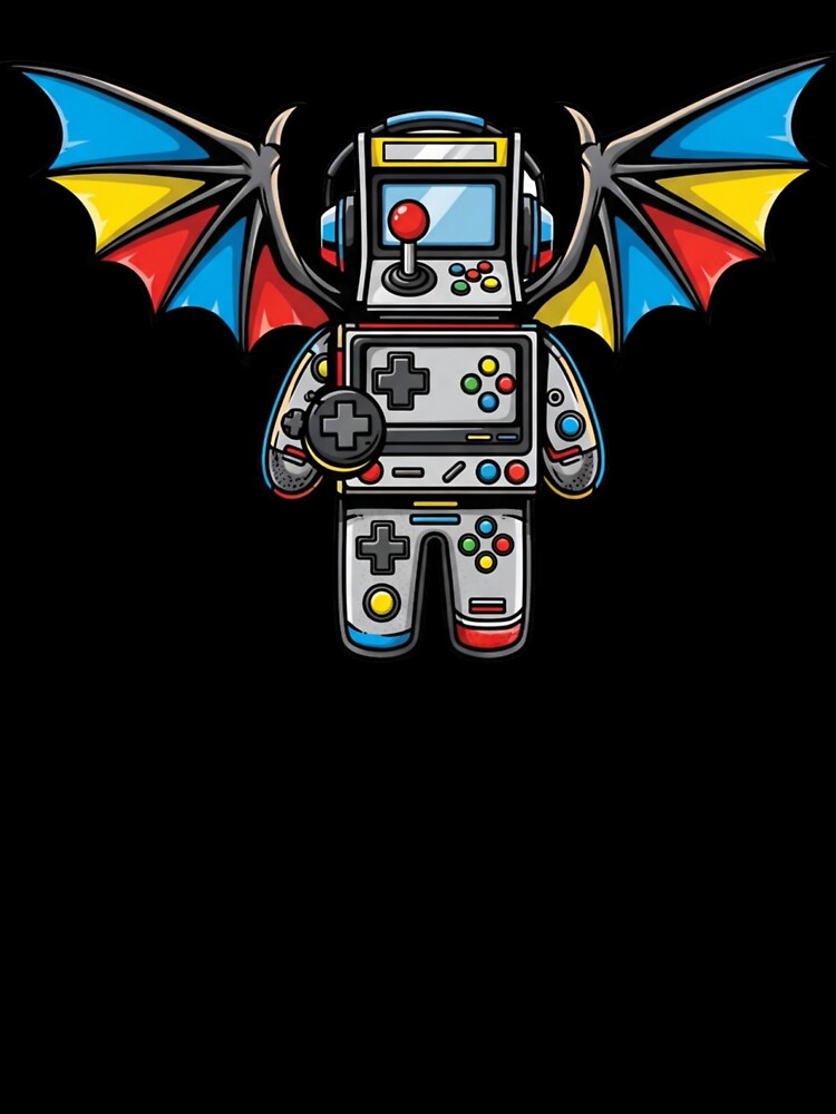 Winged Arcade Machine Gamer Mascot | Retro Gaming Art by Dzblack