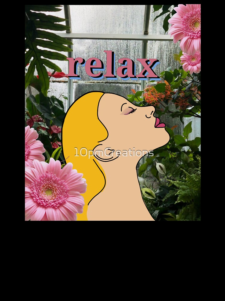 Human Face Profile with Tropical Plants & Pink Daisy Flowers by 10pmCreations
