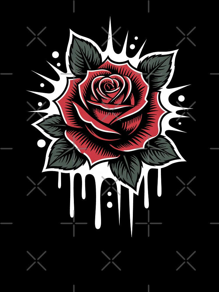 Tattoo Style Gothic Rose Head Splatter Background Dark Art by Say It With Ink