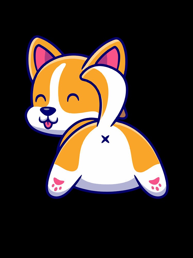 Cute Corgi Butt Sploot Kawaii Dog Illustration by sdbienv