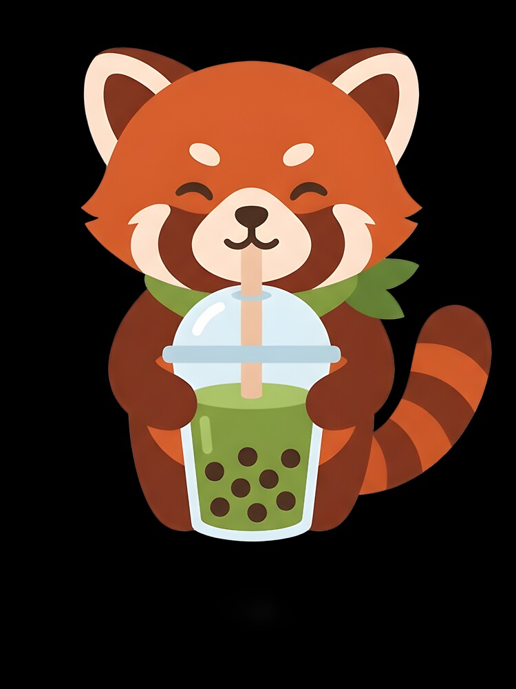 Matcha Boba Red Panda - Kawaii Aesthetic by BlueCoyoteDigital