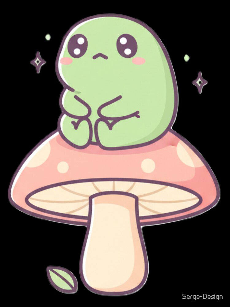Kawaii Introverted Frog on Pastel Mushroom by Serge-Design
