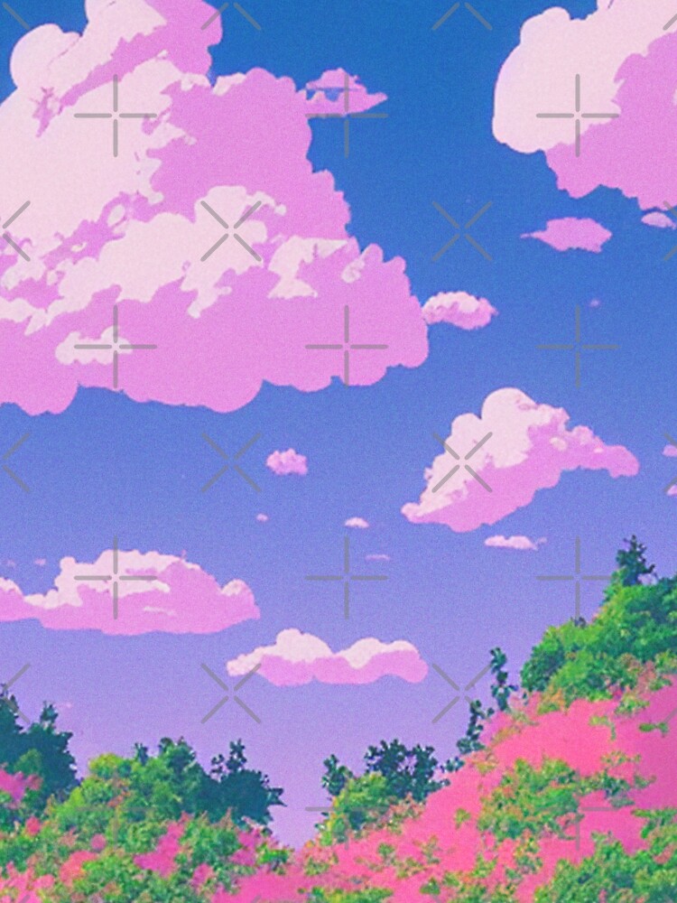 Retro 90s Anime Aesthetic Pink Clouds by trajeado14