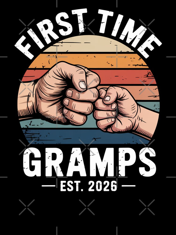 First Time Gramps Est 2026 Retro Fist Bump New Grandpa Design by Gogetgiggles
