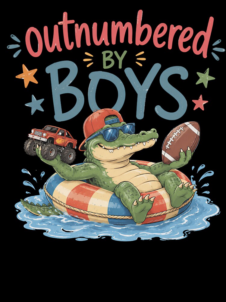 Outnumbered By Boys Funny Gator Boy Mom Art by VGAfanatic