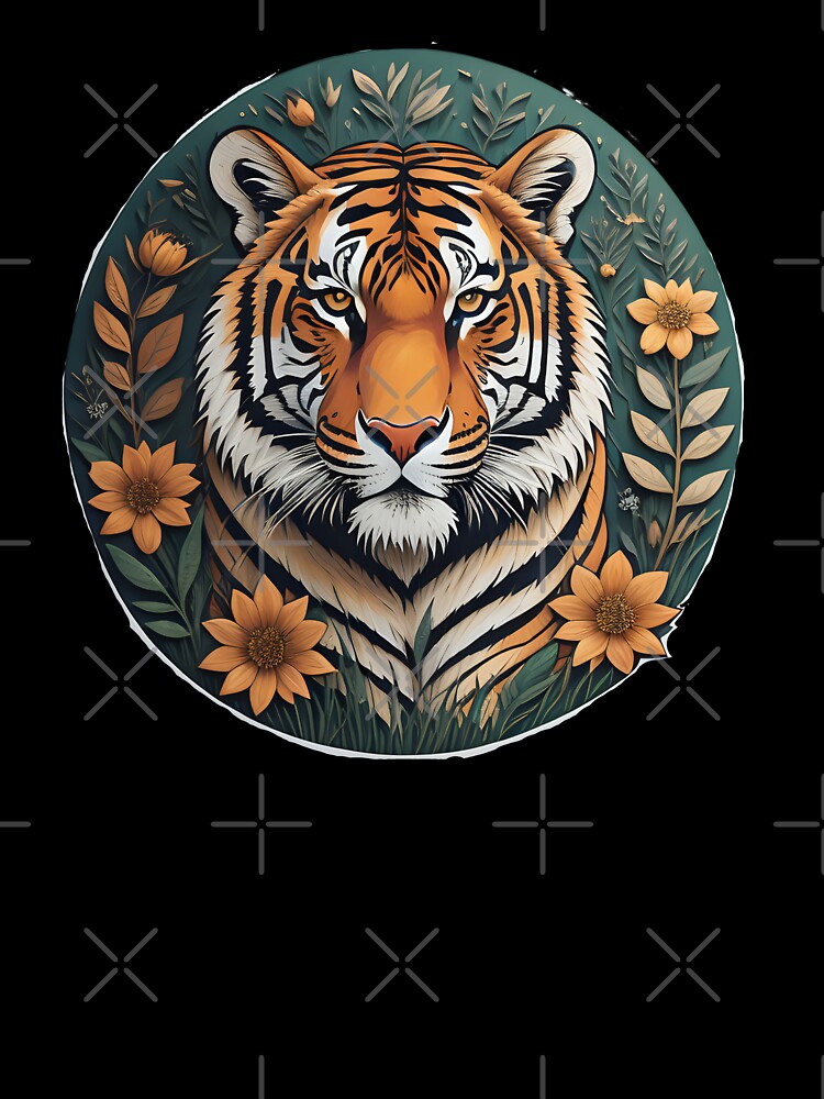 Tiger surrounded by flowers by WildStudiio