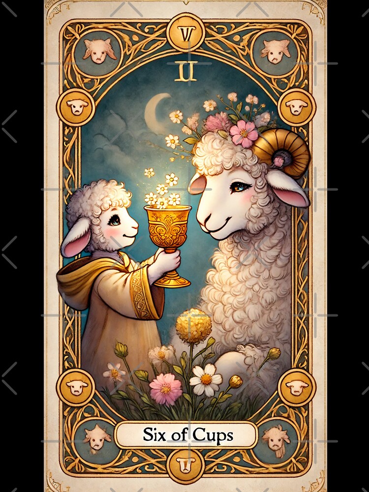 Sheepism – Six of Cups Tarot Card by Thpoar