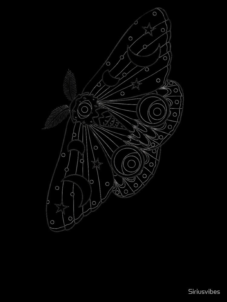 Celestial Lunar Moth Mystic Line Art by Siriusvibes