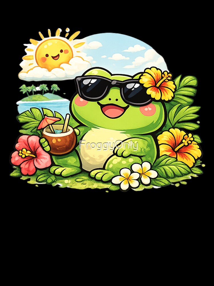 Kawaii frog on tropical vacation by FroggyOnly