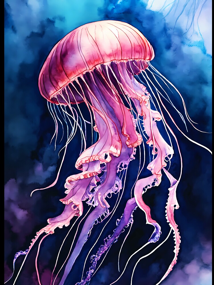 Vibrant Jellyfish in Blue, Pink, and Purple Glow by soulfulpalette