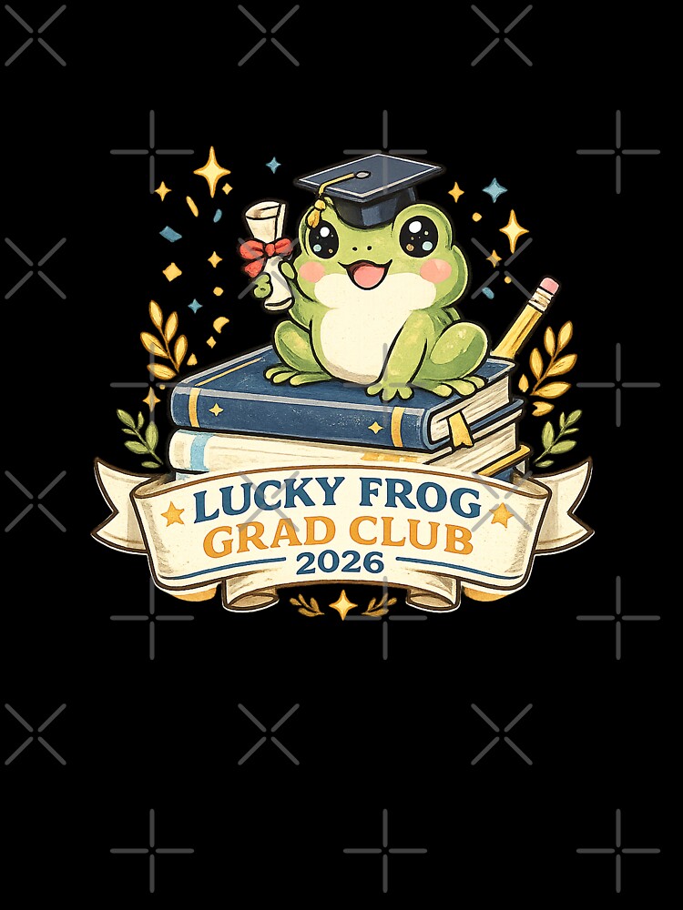 Lucky Frog Grad Club 2026 Cute Collegiate Graduation Art by Bratak