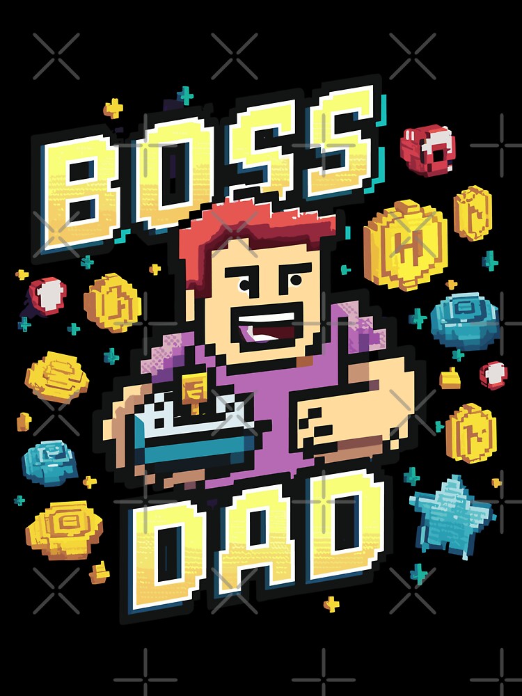 Boss Dad - Retro Video Game Cover Father's Day Art by HahaHandlesHub