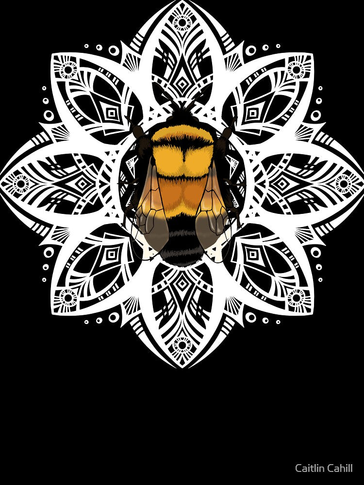 Bumblebee Mandala Flower - Endangered Species - Rusty Patched Bumblebee by Caitlin Cahill