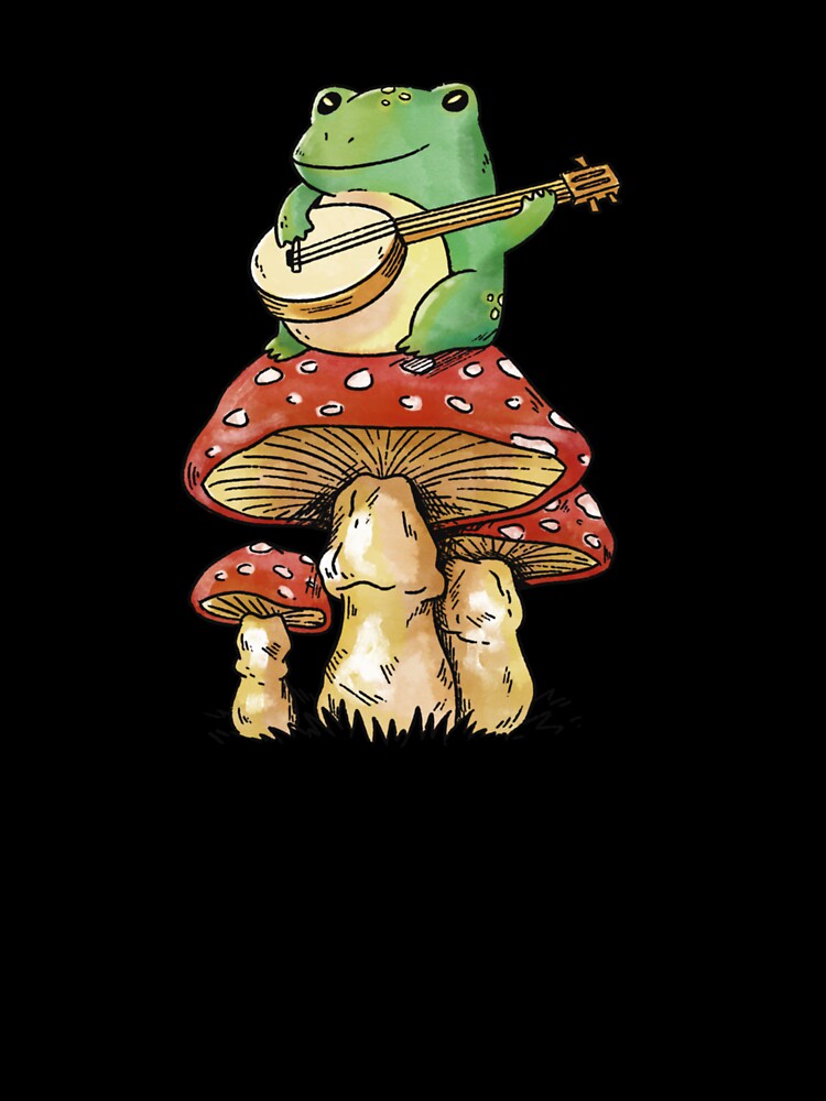 Frog on mushroom with guitar by tayloelectro
