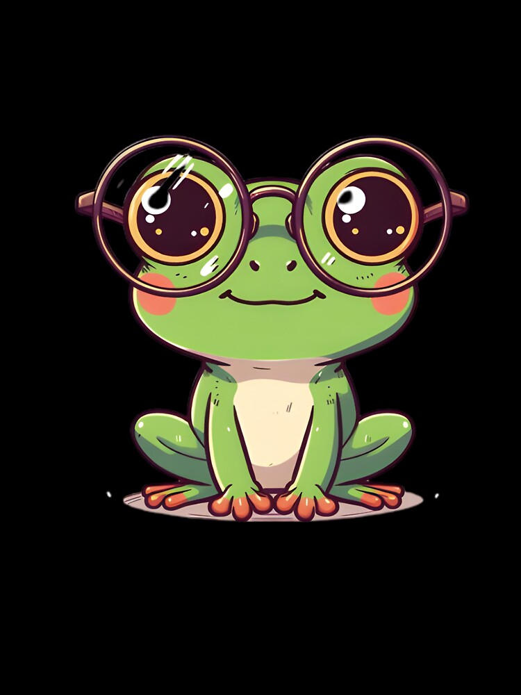 Adorable Green Frog Wearing Oversized Round Glasses by PholPol1959
