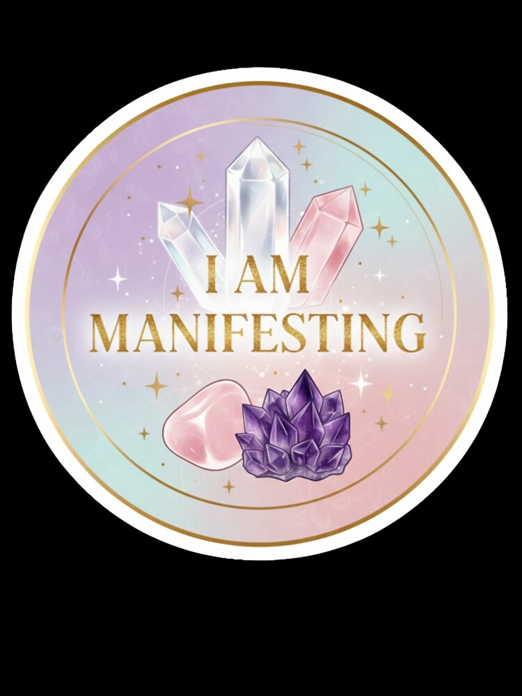 Manifesting Sticker - Crystal Healing Law of Attraction Spiritual Gift Manifestation Affirmation by RealVibeVault