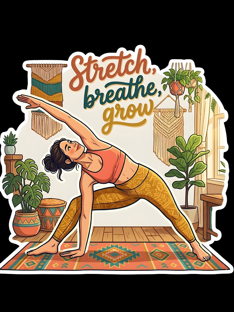 Yoga Girl Aesthetic Stretch Breathe Grow by PixelStickerCo