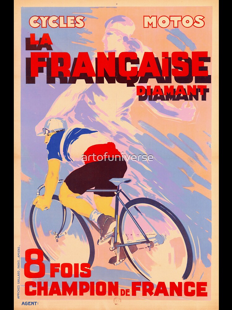Vintage French Bicycle Poster | La Française Diamant Art Deco Style | Dynamic Cyclist in Motion Advertisement by artofuniverse