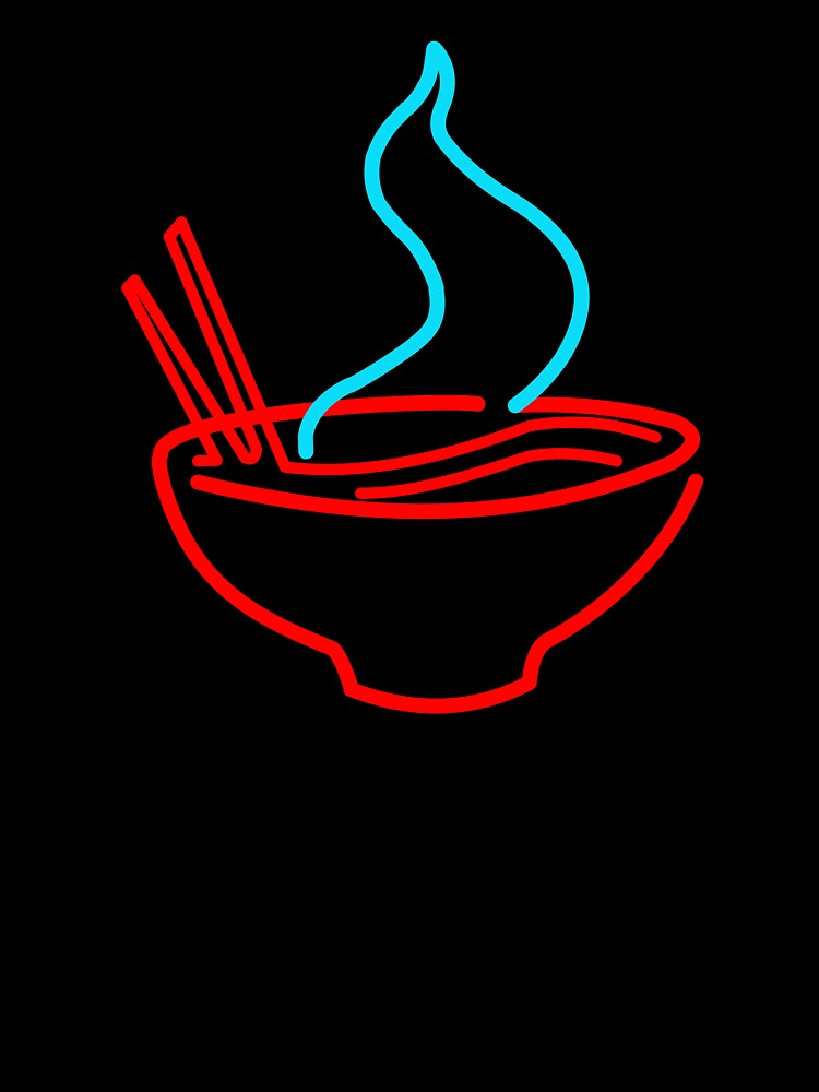 Spicy Ramen Noodles Neon (Medium Graphic on Black) by Casa de Garcia