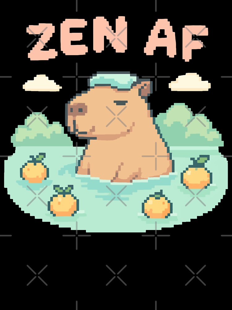 Zen AF Capybara – Hot Spring Pixel Art Chill Vibes by NaturePixel