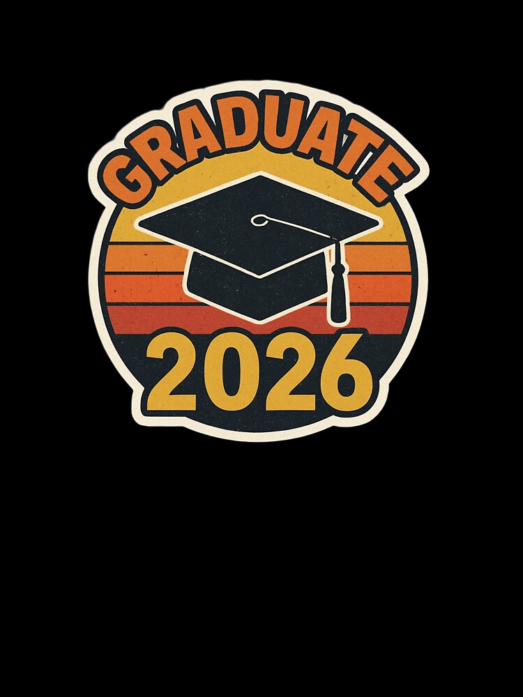 Graduate 2026 Retro Sunset Graduation Cap Sticker by Corgi & co Shop