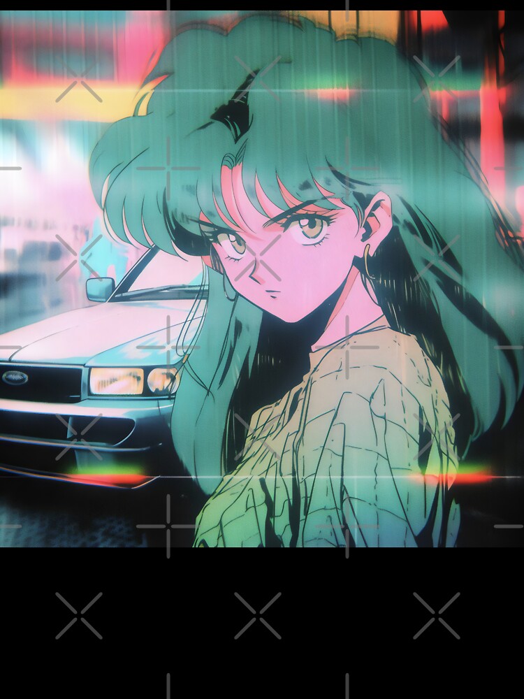 80s Anime Retro Girl Car Japanese Aesthetic City Pop by glasseskyodai