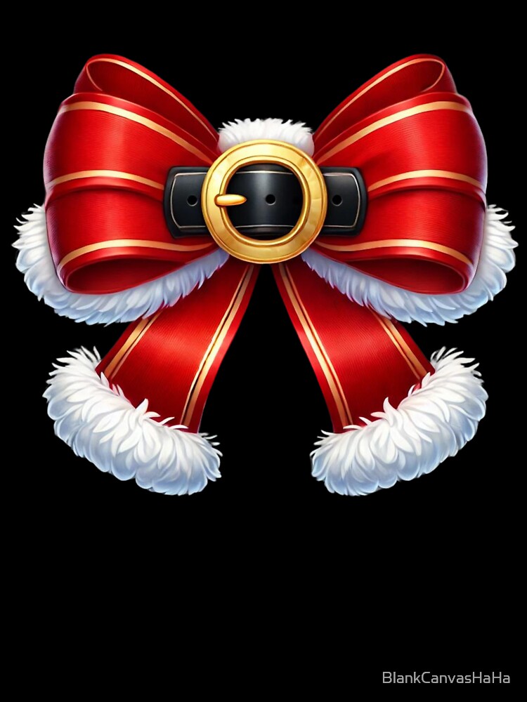 Festive Red Santa Bow with Belt Buckle – Christmas Holiday Tee Design by BlankCanvasHaHa