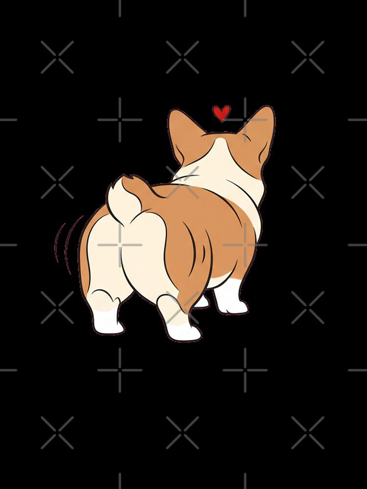 Corgi Butt Wiggle Line Art Dog Lover Minimalist Cute Design by Bratak