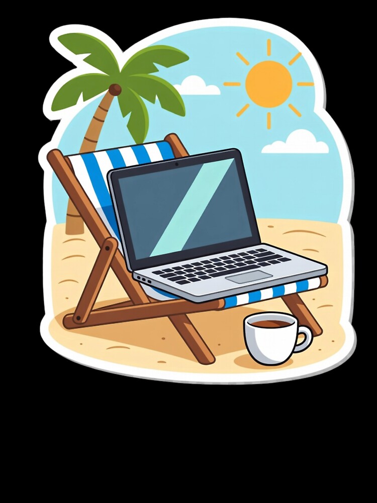 Work From Beach Digital Nomad Remote Work Laptop Lifestyle by ZYNORAworld