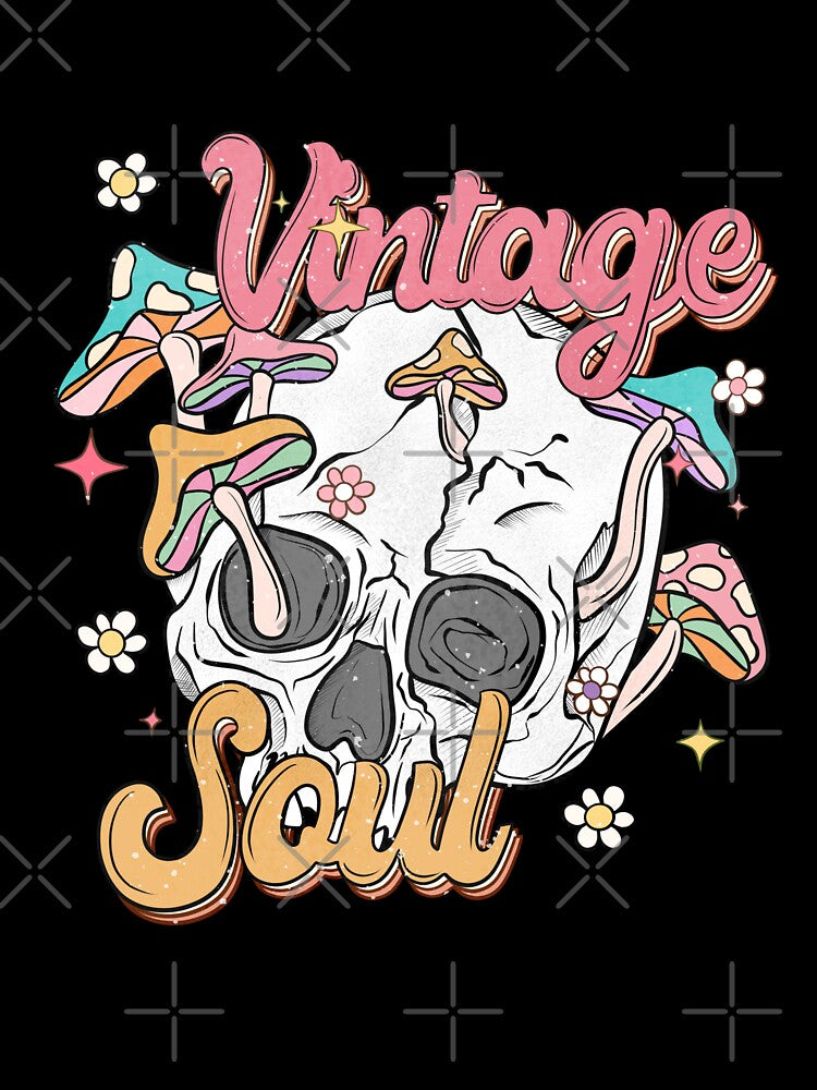 "Vintage Soul" Psychedelic Skull & Mushrooms by FlawlessSeams