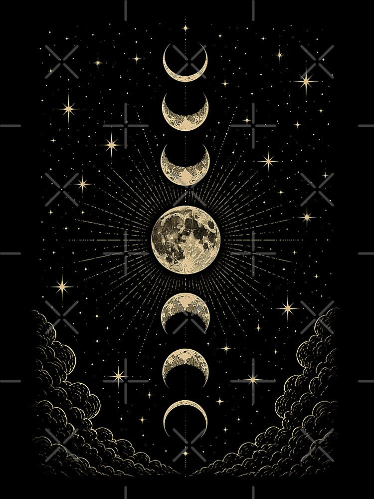 Vintage Lunar Occult Illustration by Mystic & Celestial Art