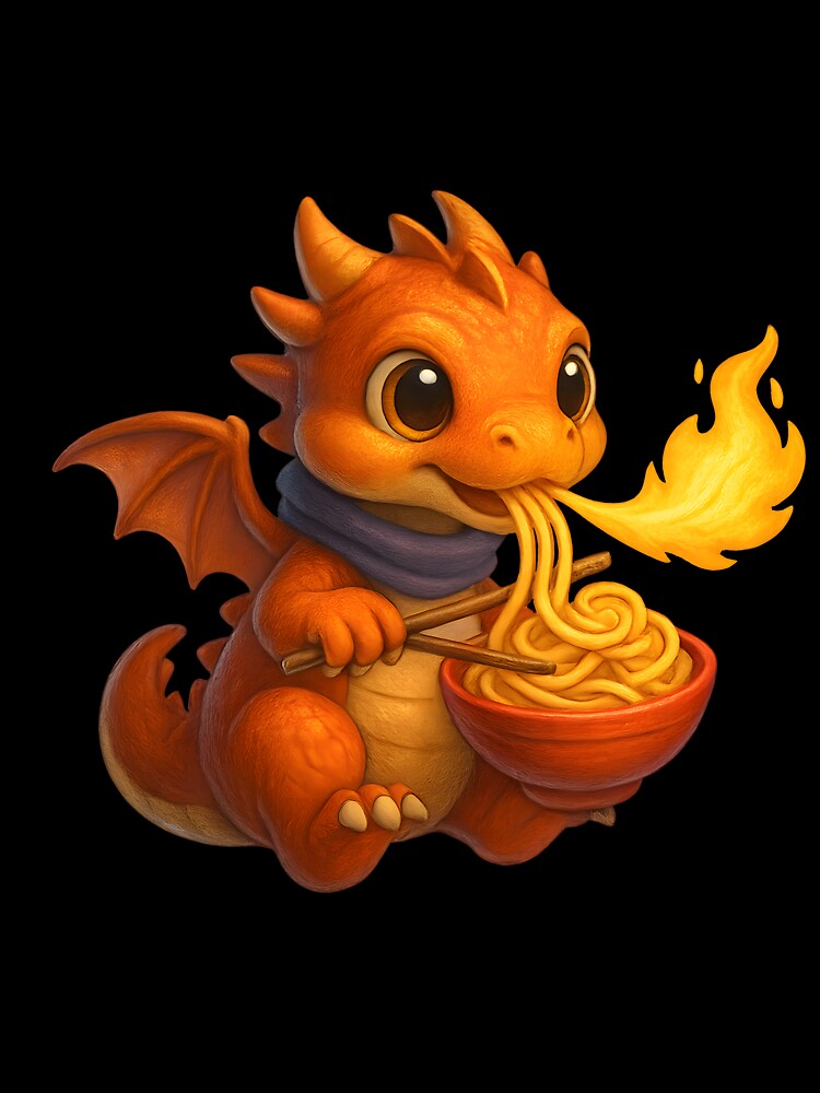 Baby Dragon Eating Spicy Noodles by WolfPixelRo
