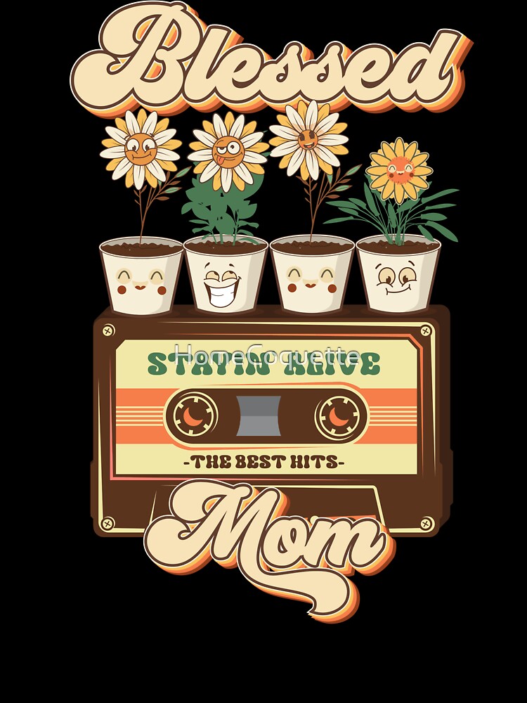 Mothers day plant  lover groovy cassette Blessed mom by HomeCoquette