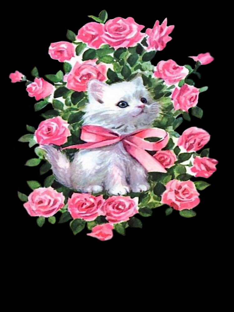 Vintage cat with roses by Pixiedrop