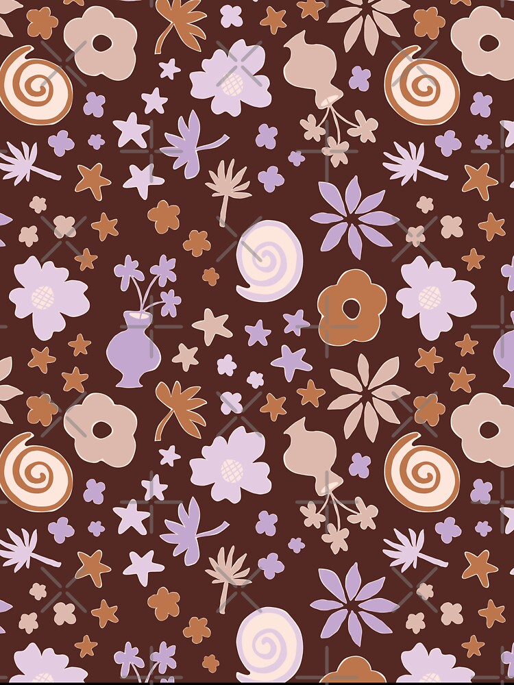 Boho Pastel Lilac Purple Beige Brown Flower Pattern Girls Room by blomastudios